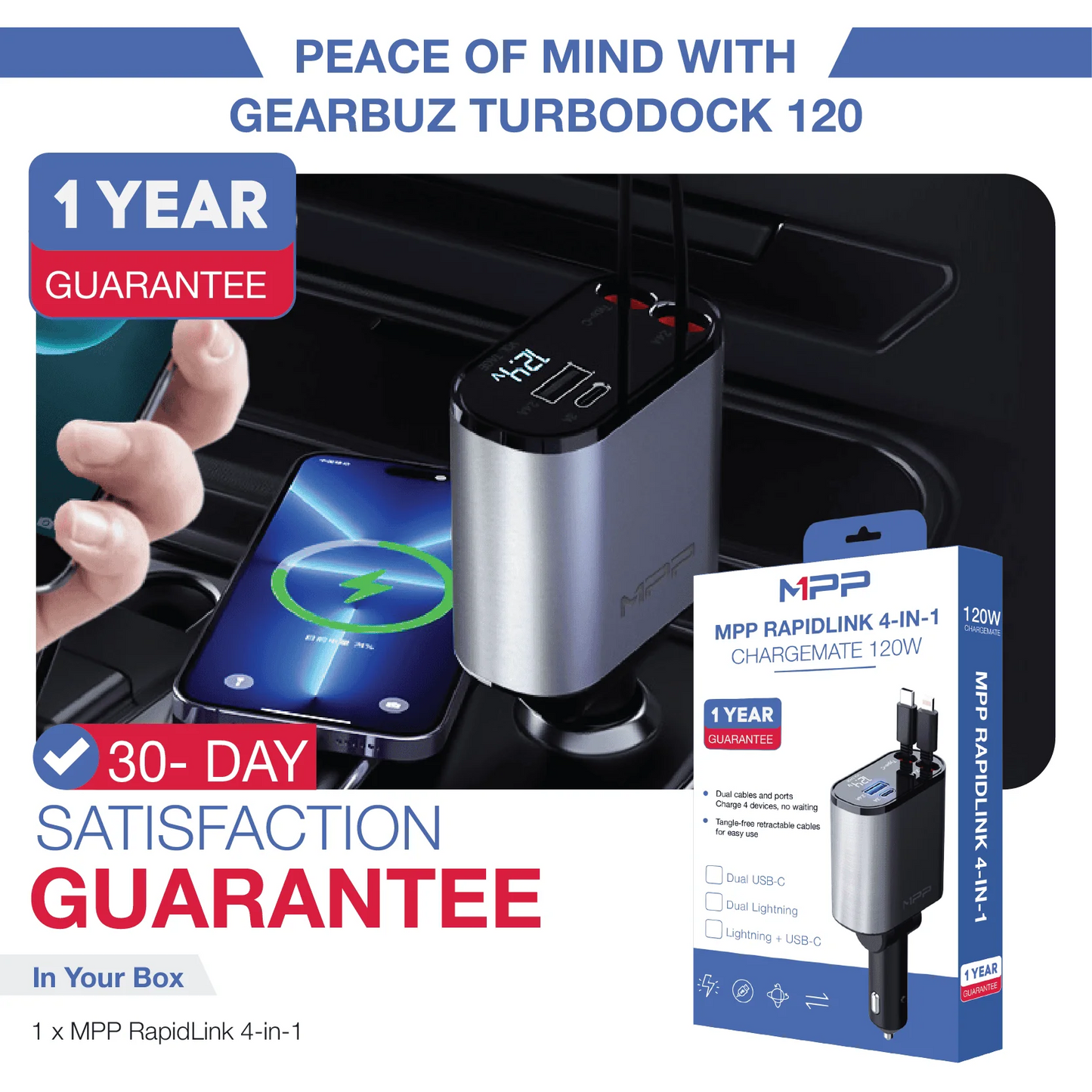 MPP® 4-IN-1 CAR CHARGER  ADAPTER POWERFUL FAST CHARGING THE NEWEST 2025 MPP014