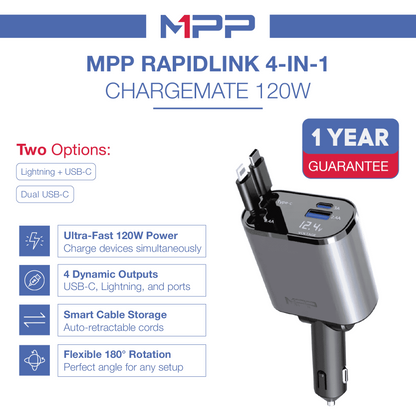 MPP® 4-IN-1 CAR CHARGER  ADAPTER POWERFUL FAST CHARGING THE NEWEST 2025 MPP014